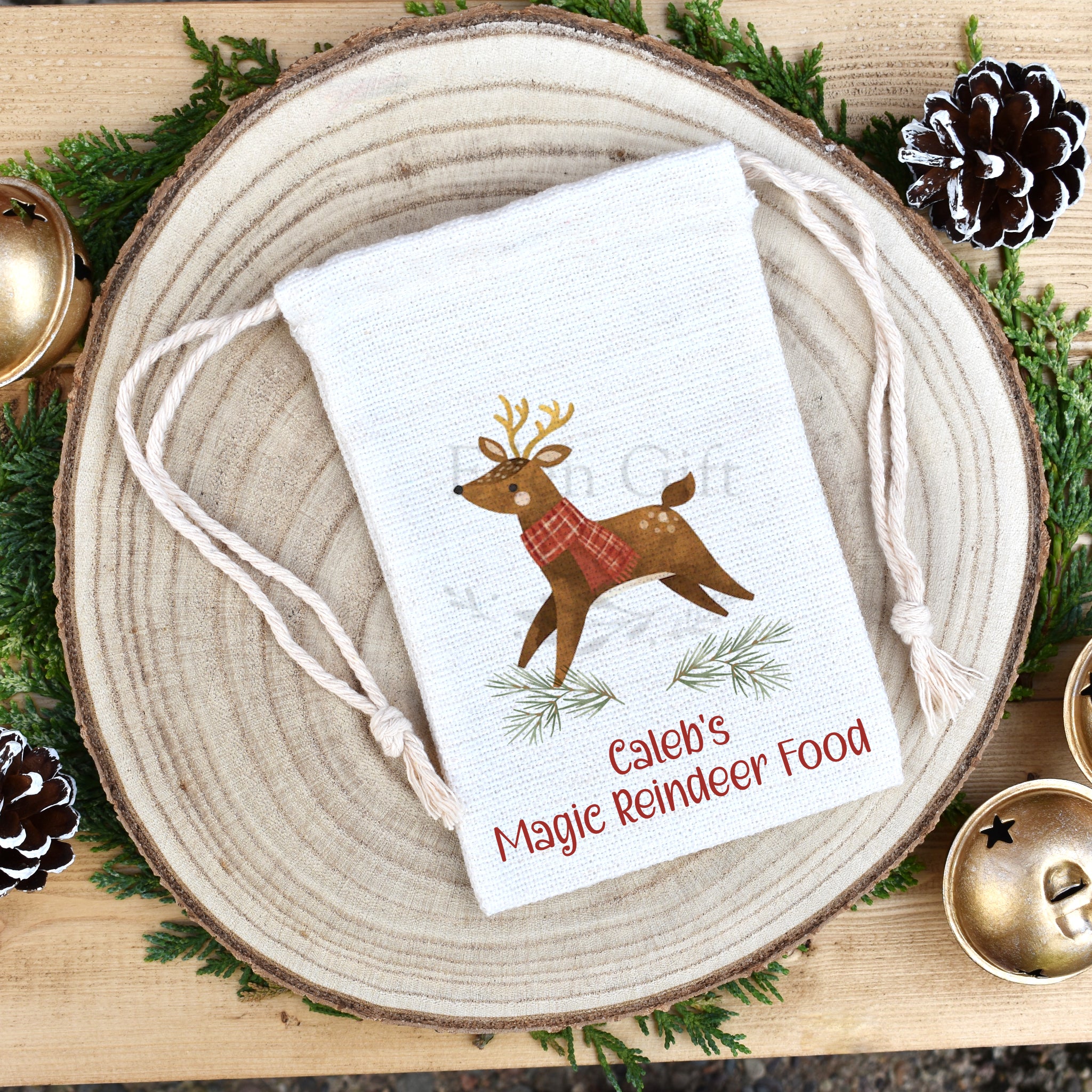 Personalised Magic Reindeer Food Bag Christmas Eve Box Rustic Nord Eden Gift Co