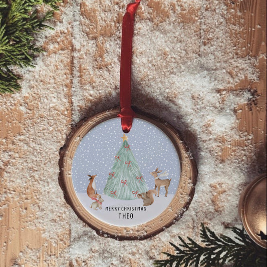 Personalised Christmas Tree Decoration | Christmas Keepsake | Woodland Christmas
